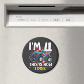 Ik ben 4 Zo rol ik Monster Truck Circle Magneet (Insitu (Vaatwasser))