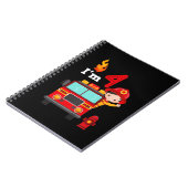 Ik ben 4de 'Birthday Boy Fire Engine' Truck Toddle Notitieboek (Linkerzijde)