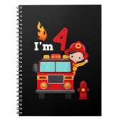Ik ben 4de 'Birthday Boy Fire Engine' Truck Toddle Notitieboek (Voorkant)