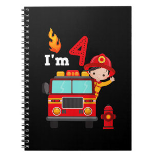 Ik ben 4de 'Birthday Boy Fire Engine' Truck Toddle Notitieboek