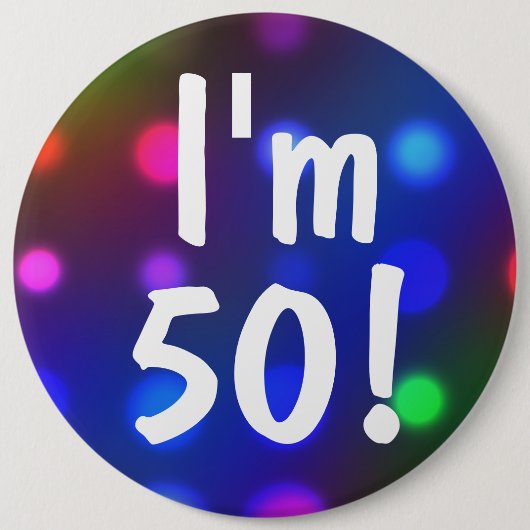Ik ben 50! of een Button van de leeftijdscategorie (Voorkant)