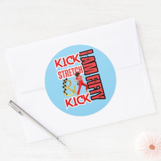 IK BEN 50 RONDE STICKER (Envelop)