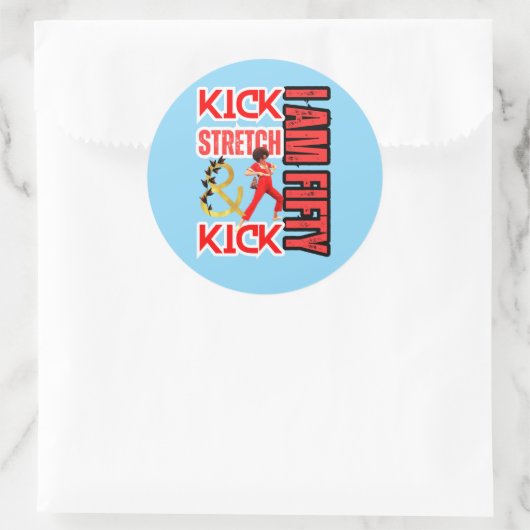 IK BEN 50 RONDE STICKER (Tas)