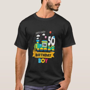 Ik ben 50e Verjaardagsjongen Trein Speelgoed Thema T-shirt