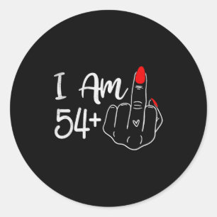Ik ben 54 Plus 1 Middenvinger Grappige 55e Verjaar Ronde Sticker