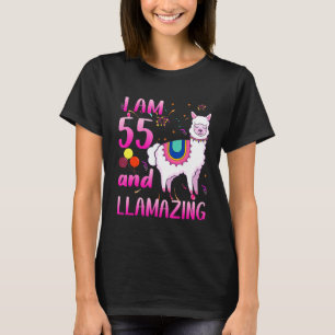Ik ben 55 jaar oud en Llamazing Amazing Llama 55th T-shirt