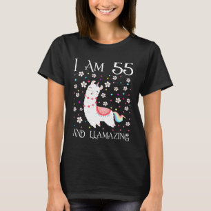Ik ben 55 jaar oud Llamazing Schattige Llama 55th T-shirt