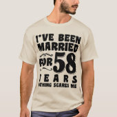 Ik ben 58 jaar getrouwd Man Vrouw Grappig T-shirt (Voorkant)
