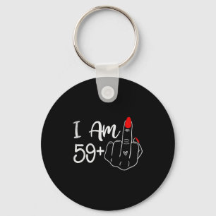 Ik ben 59 Plus 1 Middenvinger Grappige 60e Verjaar Sleutelhanger