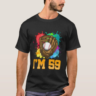 Ik ben 59 sport handschoen honkbalspeler 59e t-shirt