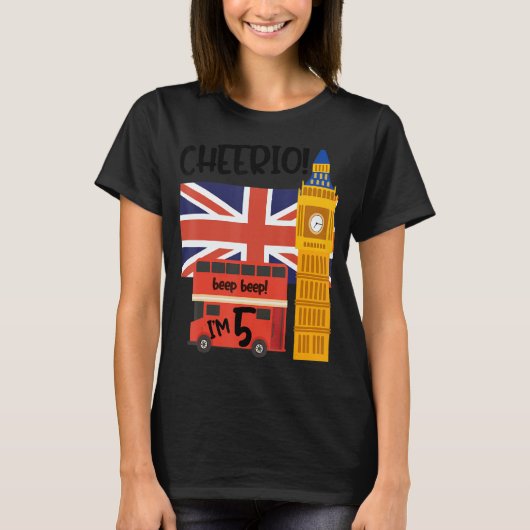 Ik ben 5 5th Birthday British London Theme United  T-shirt (Voorkant)