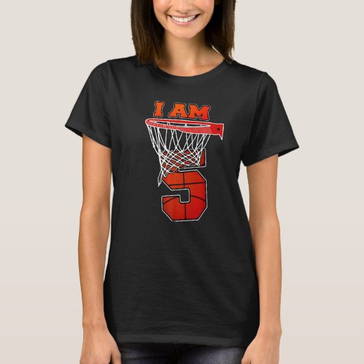 Ik ben 5 Basketball Theme Birthday Party Celebrati T-shirt (Voorkant)