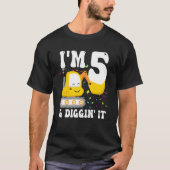 Ik ben 5 en Diggin het 5e verjaardag constructie E T-shirt (Voorkant)
