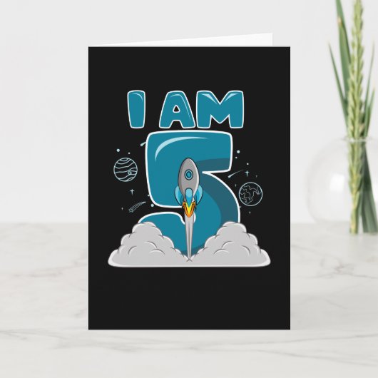 IK BEN 5 JAAR OUD 5e verjaardag Jongen Ruimterdag Kaart (Voorkant)