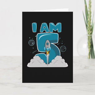 IK BEN 5 JAAR OUD 5e verjaardag Jongen Ruimterdag Kaart