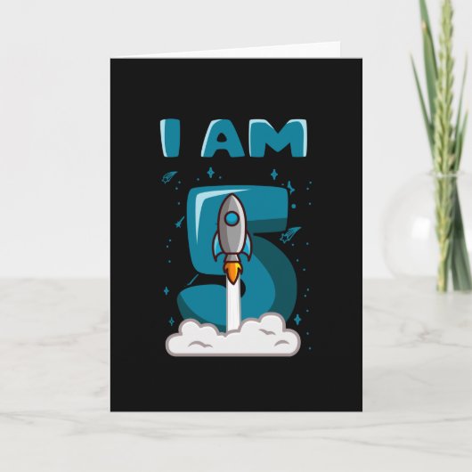 IK BEN 5 JAAR OUD 5e verjaardag Jongen Ruimterdag Kaart (Voorkant)