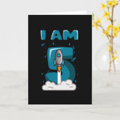 IK BEN 5 JAAR OUD 5e verjaardag Jongen Ruimterdag Kaart (Gele Bloem)