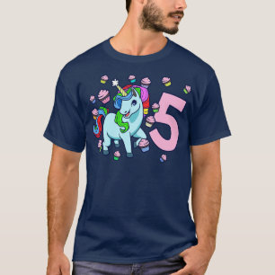 Ik ben 5 met eenhoorn meisje verjaardag 5 jaar oud t-shirt