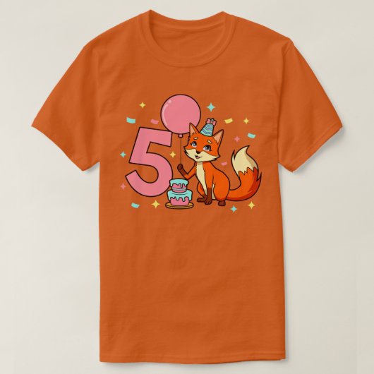 Ik ben 5 met vos meisje verjaardag 5 jaar oud t-shirt (Design voorkant)