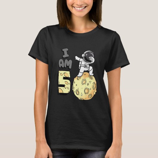 Ik ben 5 Space Astronaut Kind Moon Walker 5th Birt T-shirt (Voorkant)