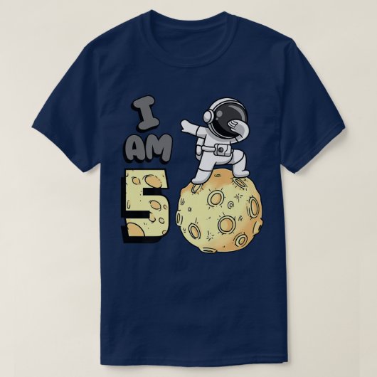 Ik ben 5 Space Astronaut Kind Moon Walker 5th Birt T-shirt (Design voorkant)