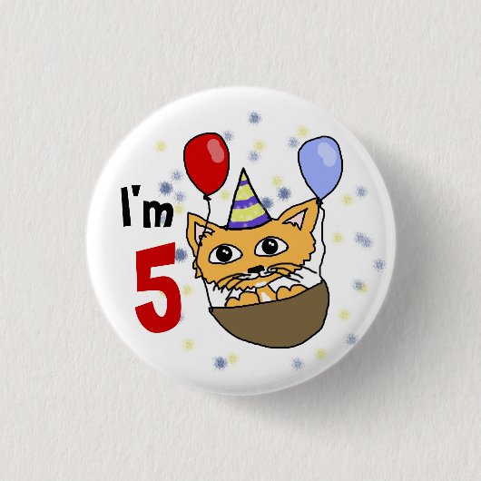 Ik ben 5 verjaardag ronde button 3,2 cm (Voorkant)