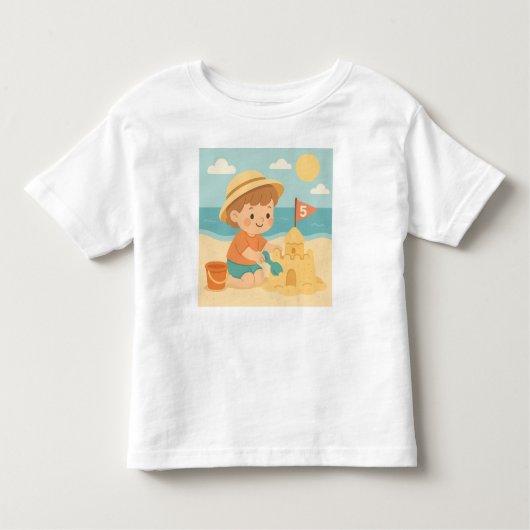 Ik ben 5! – Verjaardag strand T-shirt voor kindere (Voorkant)