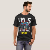 Ik ben 5 zo draai ik Monster Truck Mannen T-shirt (Voorkant volledig)