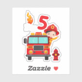 Ik ben 5th Birthday Boy Fire Engine Truck Toddler Sticker (Vel)