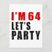 Ik ben 64 Let's Party Uitnodiging Briefkaart (Voorkant)