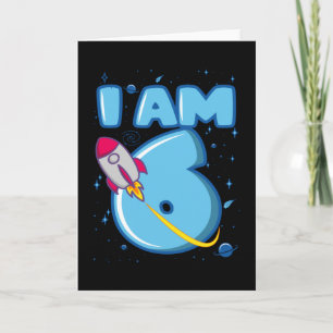 IK BEN 6 JAAR OUDE 6e verjaardag Jongen Ruimterdag Kaart