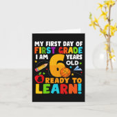 Ik ben 6 klaar om mijn rug naar school te leren 1e kaart (Gele Bloem)