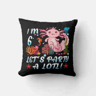 Ik ben 6 Let's party a Lotl Cute Axolotl Anime Gif Kussen