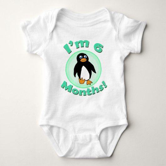 Ik ben 6 maanden pinguïn babykleding romper (Voorkant)