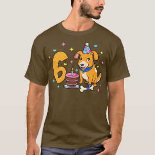Ik ben 6 met hond kinderen verjaardag 6 jaar oud t-shirt
