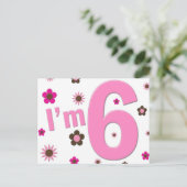 Ik ben 6 roze en bruine bloemen briefkaart (Staand voorkant)