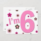 Ik ben 6 roze en bruine bloemen briefkaart (Voorkant / Achterkant)