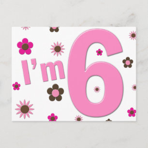 Ik ben 6 roze en bruine bloemen briefkaart