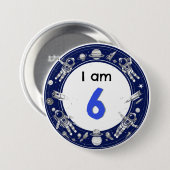 Ik ben 6 Space Astronaut Leeftijd Nummer Verjaarda Ronde Button 7,6 Cm (Voorkant /achterkant)