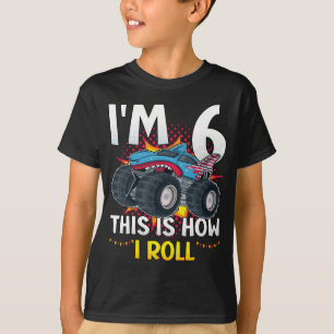 Ik ben 6 Zo ga ik Monster Truck Boy rollen T-shirt