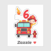 Ik ben 6th Birthday Boy Fire Engine Truck Toddler  Sticker (Vel)