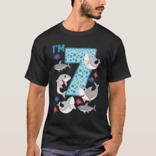 Ik ben 7 7e verjaardag Crew Shark Theme Family Mat T-shirt