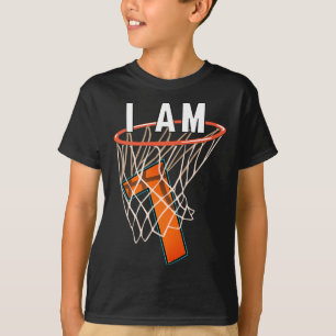 Ik ben 7 basketbal thema 7e verjaardag feestje Cel T-shirt