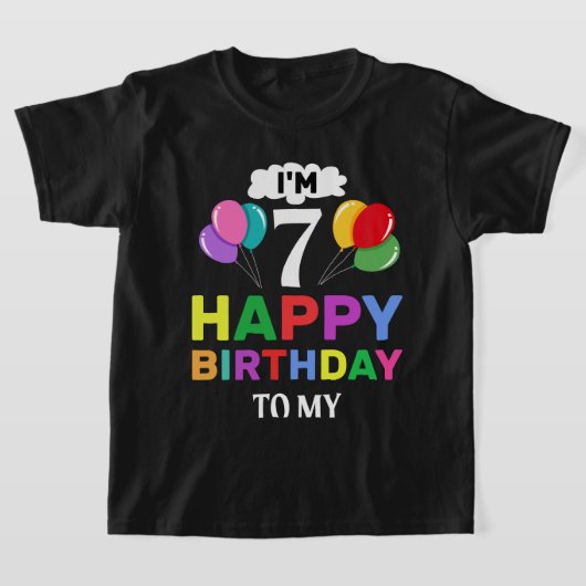 Ik ben 7 Happy Birthday to Me Celebrate with Fun J T-shirt (Laagn)