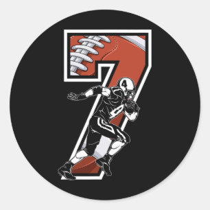 Ik ben 7 jaar oud voetballer 7e verjaardag jongens ronde sticker