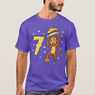 Ik ben 7 met aap kinderen verjaardag 7 jaar oud t-shirt