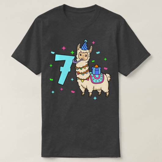 Ik ben 7 met Lama kinderen verjaardag 7 jaar oud T-shirt (Design voorkant)