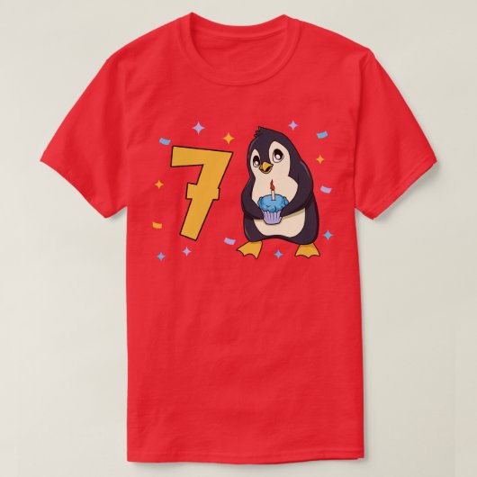 Ik ben 7 met pinguïn kinderen verjaardag 7 jaar ou t-shirt (Design voorkant)