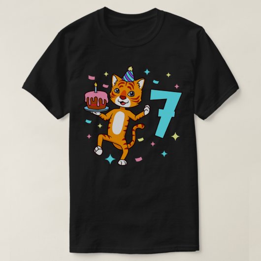 Ik ben 7 met tijgerjongen verjaardag 7 jaar oud t-shirt (Design voorkant)