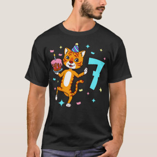 Ik ben 7 met tijgerjongen verjaardag 7 jaar oud t-shirt